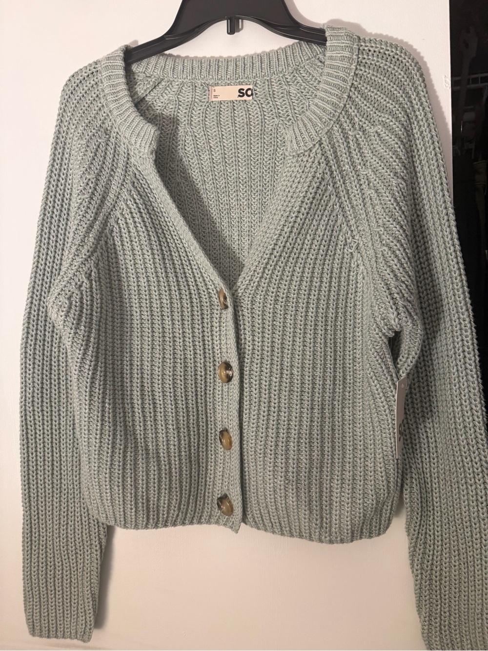 Sonoma Mint Sage Chunky Ribbed Button Cardigan